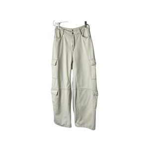 Fashion Nova Beige Flare leg Cargo Pants Women Size S.  In excellent condition.